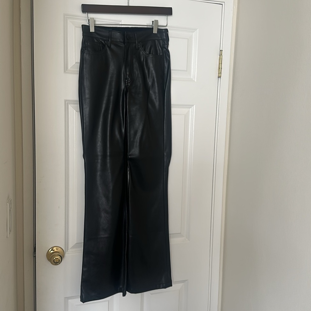GAP black leather flare pants